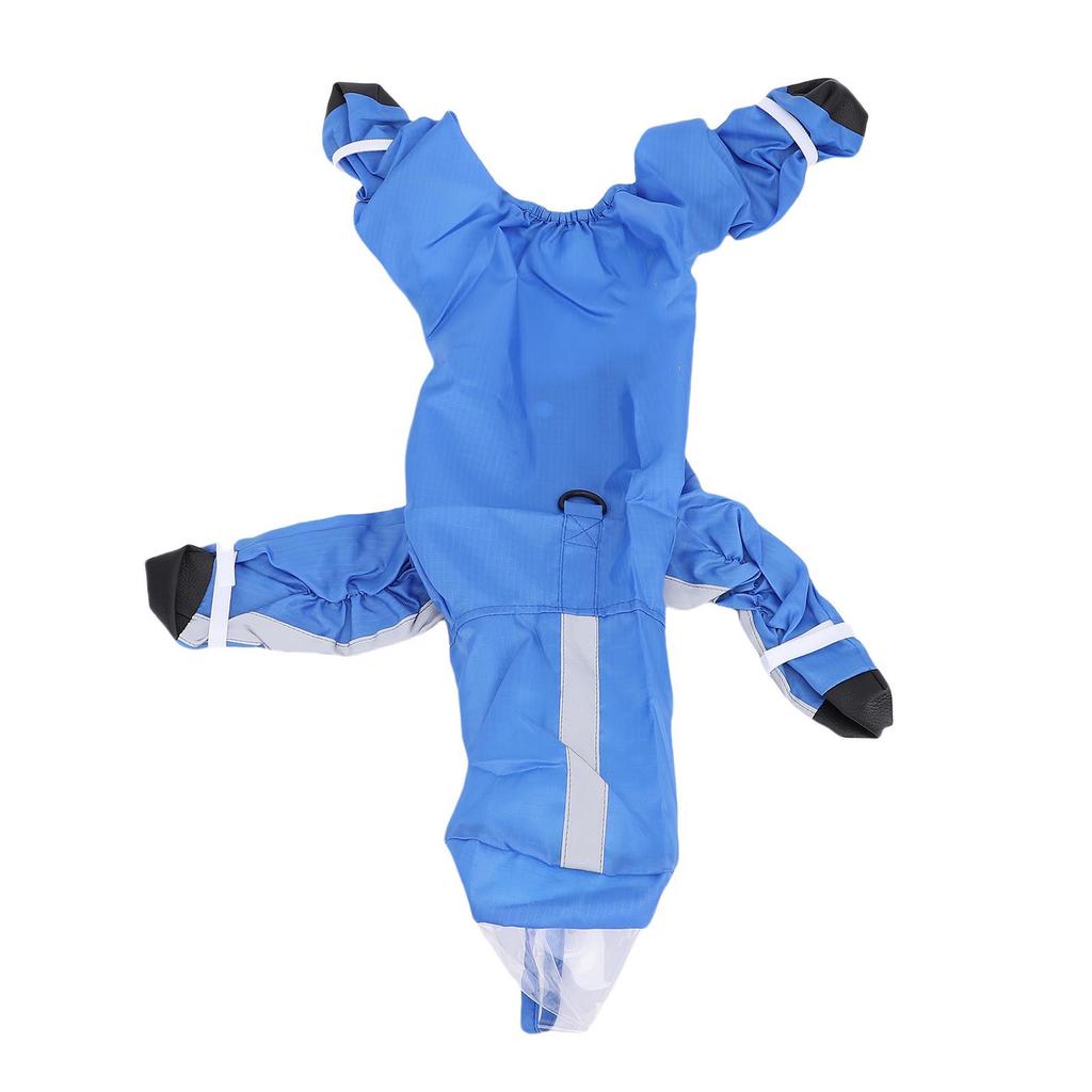Hund Regenmantel mit Kapuze Modisch Wasserdicht 4 Beine Hunde Regenjacke Slicker für Welpen Kleine Haustiere Blau S