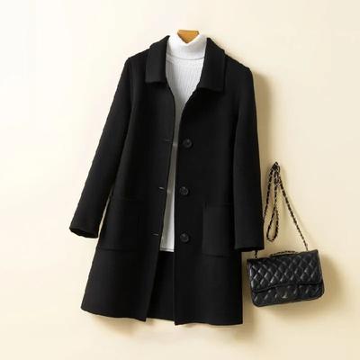 Manteau en laine double face décontracté pour femme, mode automne