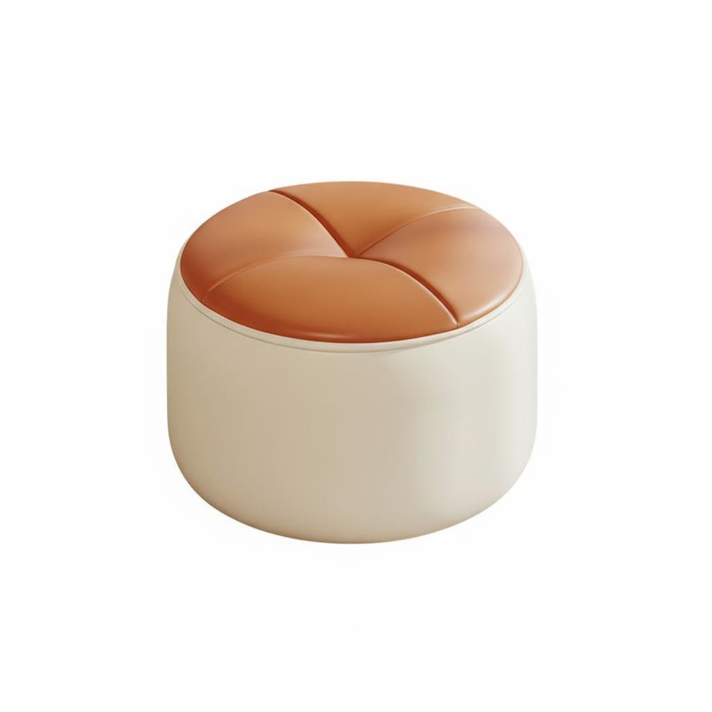 Round Padded Stool Space-Saving Round Padded Footstool Entryway Shoe Stool Sturdy & Long-Lasting Low Leather Footstool Easy To