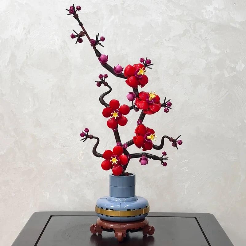 Creative Plum Blossom Orchid Chrysanthemum Lucky Flower 10343 10344 10368 10369 Building Blocks Bricks Toy Gift For Kids