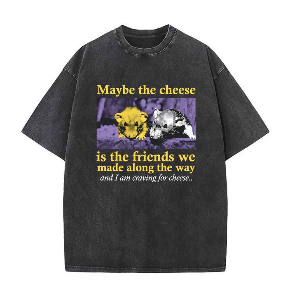 Vintage TShirt Retro Mouse Upon This Land of Cheese I Will Build My Kingdom Graphic Tee Streetwear Casual Top for MenWomen