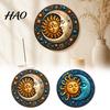 Easy Installation Wall Art Sun And Moon Art, 8Inch Round Metal Sign, Decorative Plaque for Living Room Boho Decoration Home Bedroom Entrance
