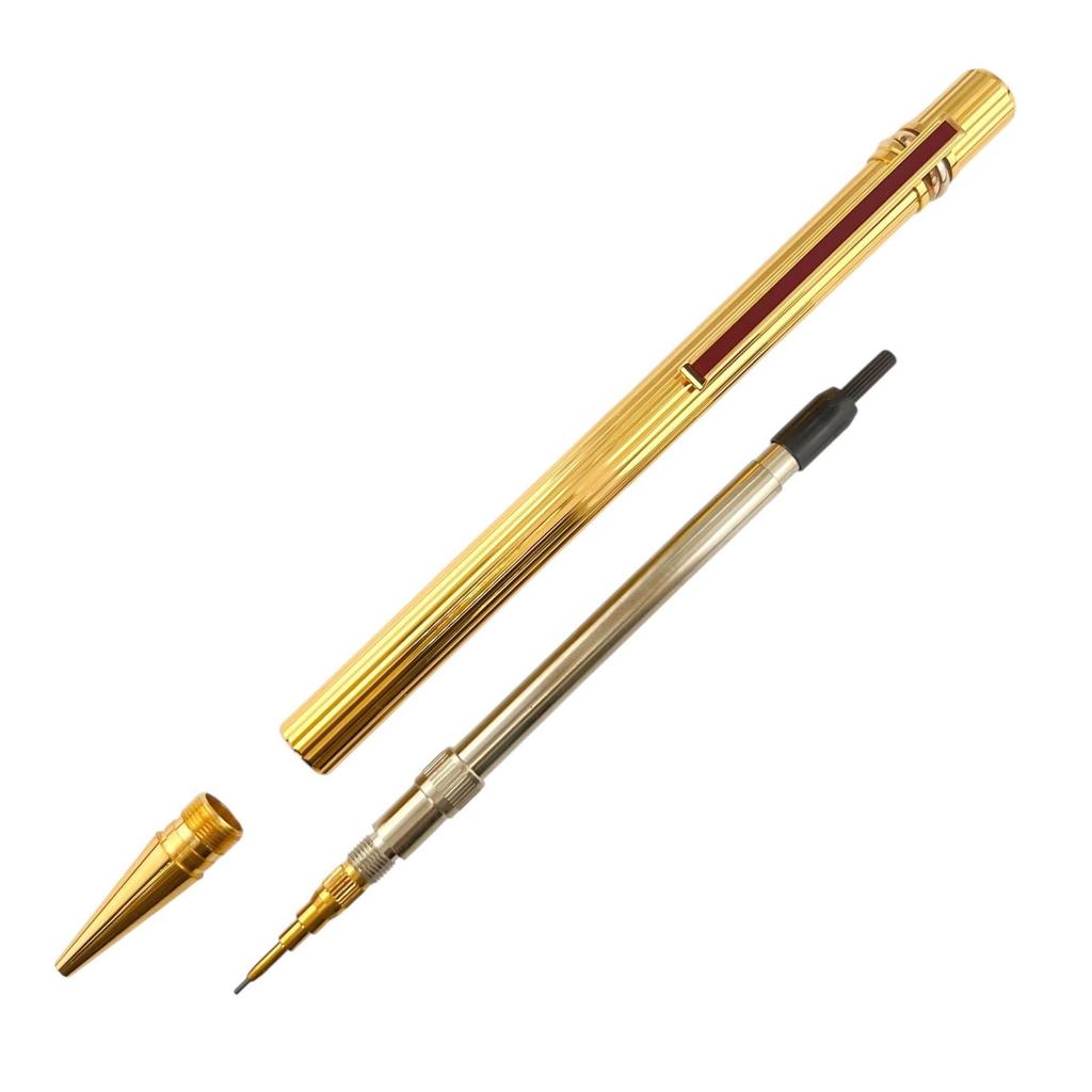Excellent Cartier Mechanical Pencil Must Do Trinity Stripe Pattern Gold Bordeaux Used
