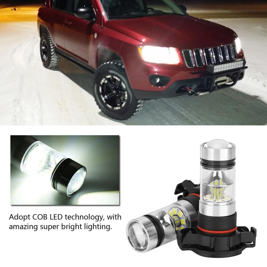LED Fog Light Bulbs 12-24V 100W 6000K White Car Bright for 2015-2018