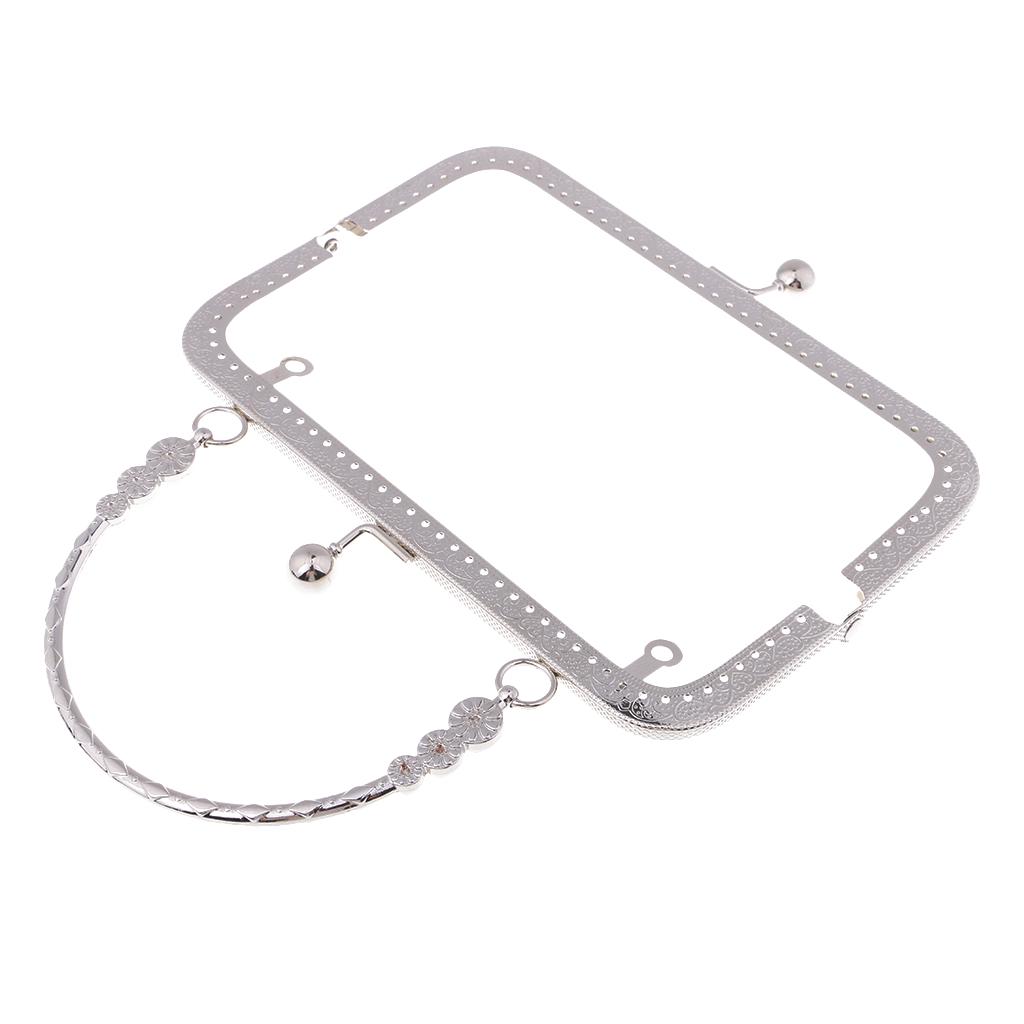 18cm Vintage Flower Embossing Purse Metal Clasp Handle DIY Handbag