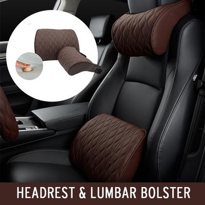 Comfortable Memory Foam Car Headrest Pillow Microfiber Leather Seat Cushion Lumbar Support Auto Interior Neck Rest Waist