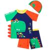 Boys' 2025 Dinosaur Print Swimsuit Set - Short-Sleeve Three-Piece Swimwear