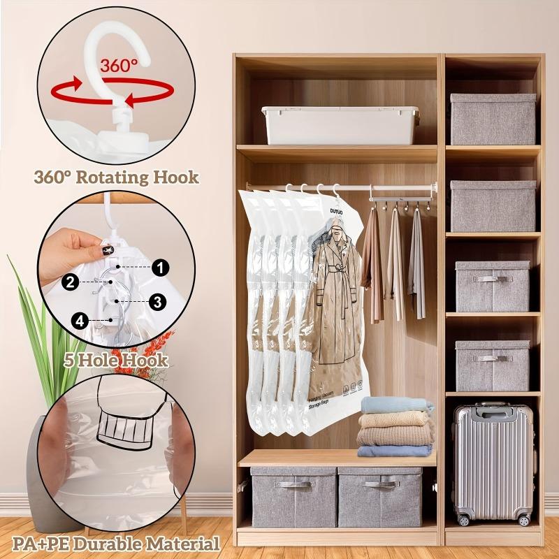 1PCS Hanging Vacuum Storage Bags PET+PE Space Saving Clothes Organizer Down Coat Wardrobe Protector Household Supplies