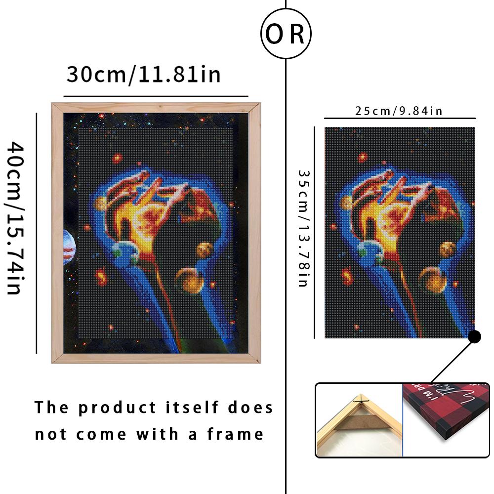 FIYO 11.8x16.73 In Diamond Painting Full Round Drill Planet Hand Round Diamond Painting Handmade Diy Diamond Mosaic Painting Home Decoration