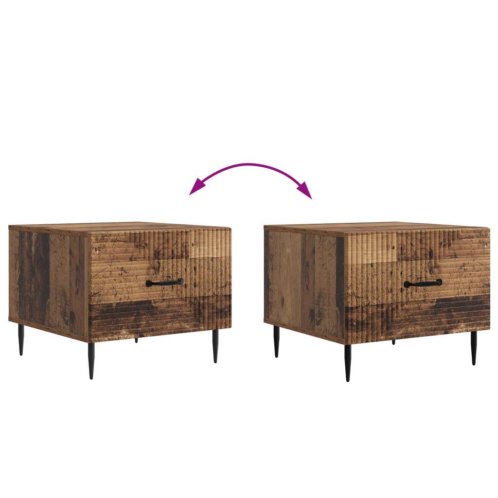 Coffee Table with Drawers Reclaimed Wood Look 49 X 50 X 40 Cm Engineered Wood
