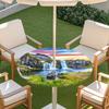 Outdoor Round Table Cover With Nature Print Waterproof Elastic Hem Patio Garden Deck
