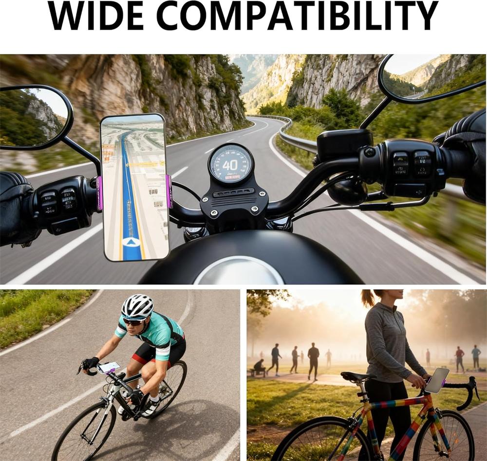 CNC Aluminum Alloy Bicycle Handlebar Phone Holder, Motorcycle Phone Mount Clamp