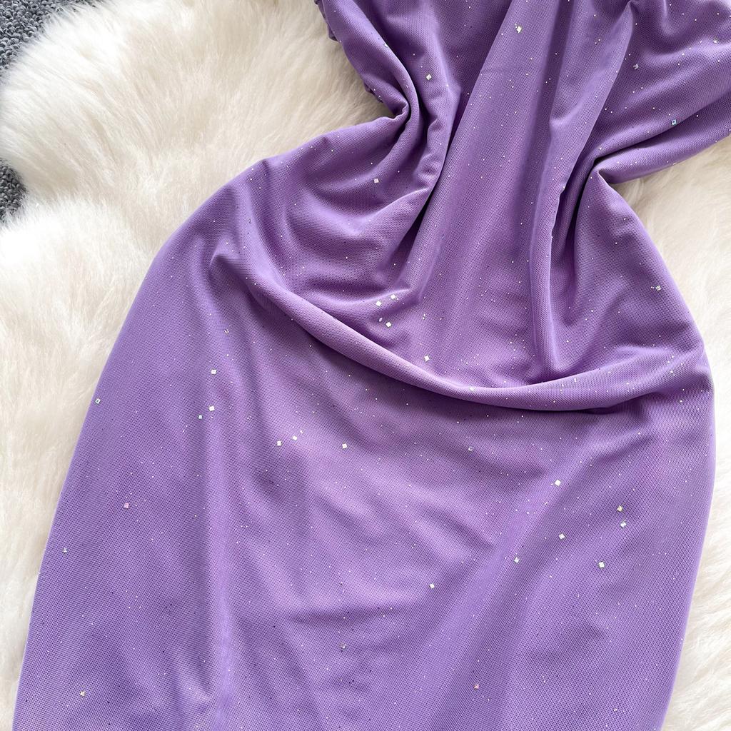 Summer Women One Shoulder Strapless Sexy Bling Bling Slim Sheath Bodycon Mini Short Club Party Dresses