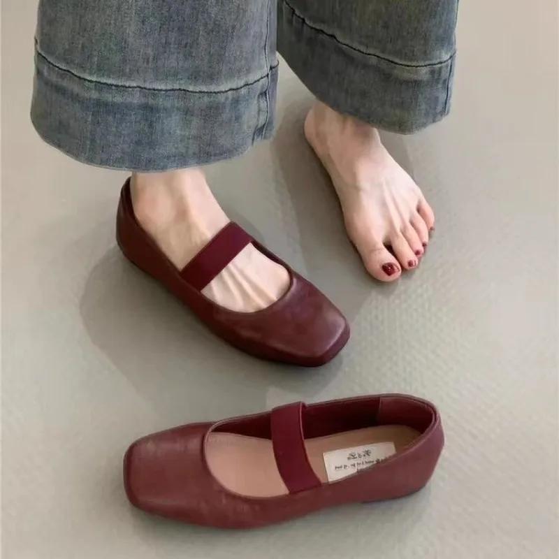 Fashion 2024 Ballet  Summer  Women's Shoes Ballet Retro Dress New Flat Mary Jane Shoes Women's  Flats