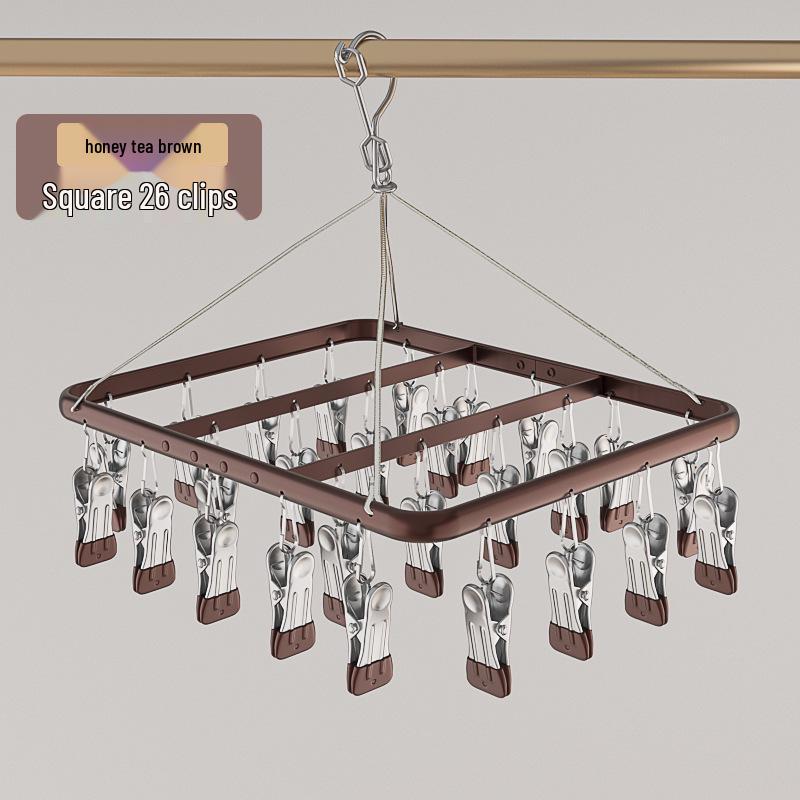 Aluminum Alloy Multi-functional Clothes Drying Rack with Clips for Balcony Storage