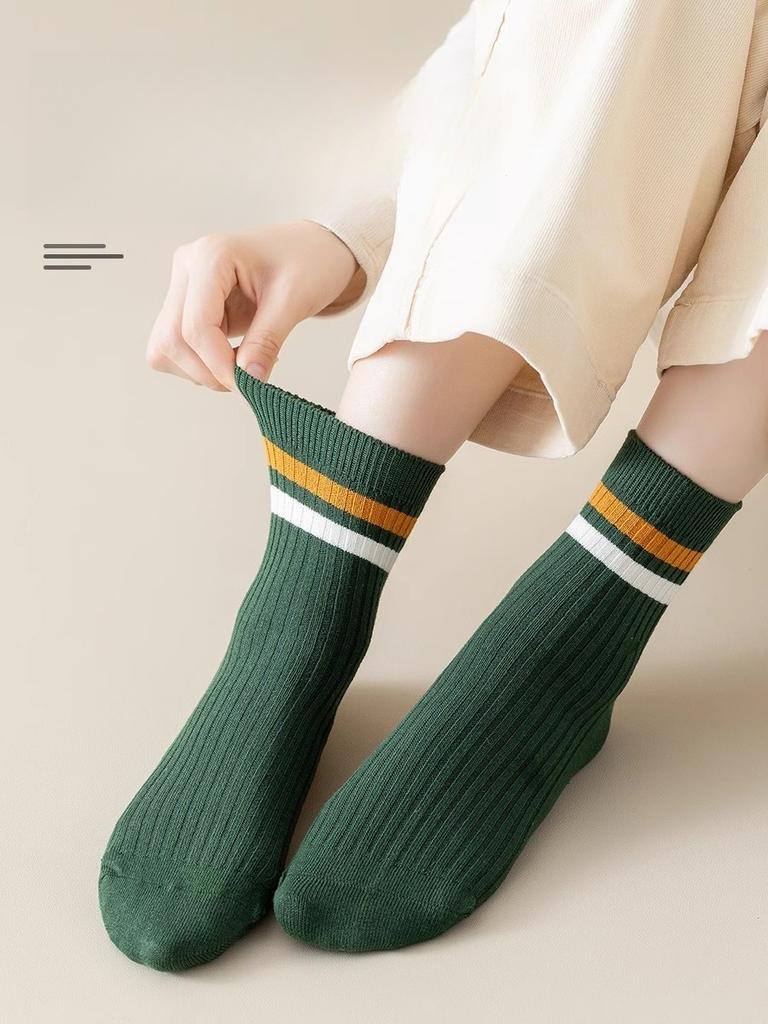 DOIAESKV  Cotton Men's Socks Casual Breathable Socks High Quality Man Solid Long Socks Striped Socks for Couple EU 39-44