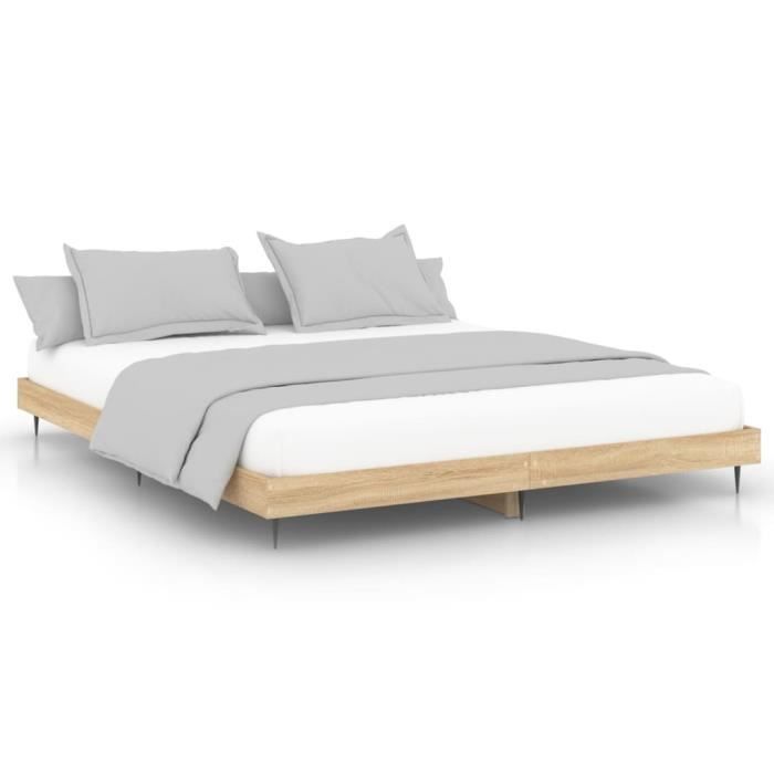 VidaXL Cadre de lit chêne sonoma 120x200 cm bois d'ingénierie 832256
