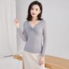 Spring Mesh Long-sleeved T-shirt for Women Ins Fashion Slim Fit V-neck Solid Color Bottoming Shirt Top New Korean Style Women's Clothing