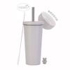 710ml Vacuum Insulated Stainless Steel Tumbler With Ceramic Coating Inner Straw Lid Hot Cold Drinks