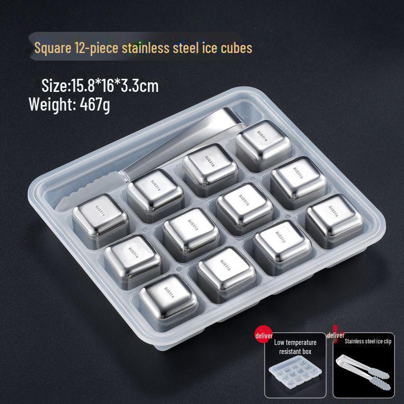 "Cubos de Gelo Reutilizáveis de Aço Inoxidável 304 para Congelamento Rápido de Whisky e Cerveja"
