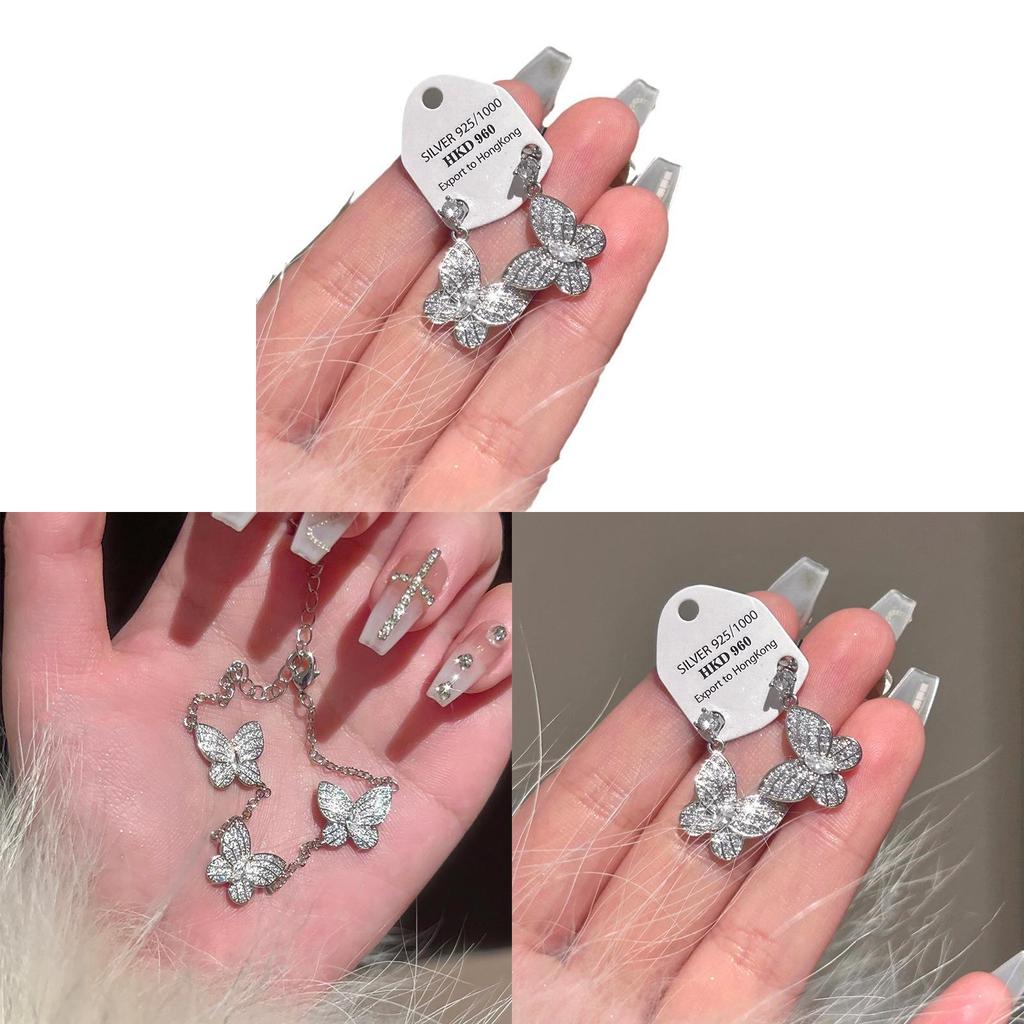 Butterfly Zircon Water Drop Pendant Necklace For Women Fashion Elegant