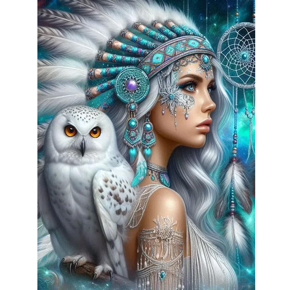 Fantasy Woman And Owl DIY Diamond Painting New 2024 Cross Stitch Mosaic Diamond Embroidery Sale For Home Decor Gift J3976