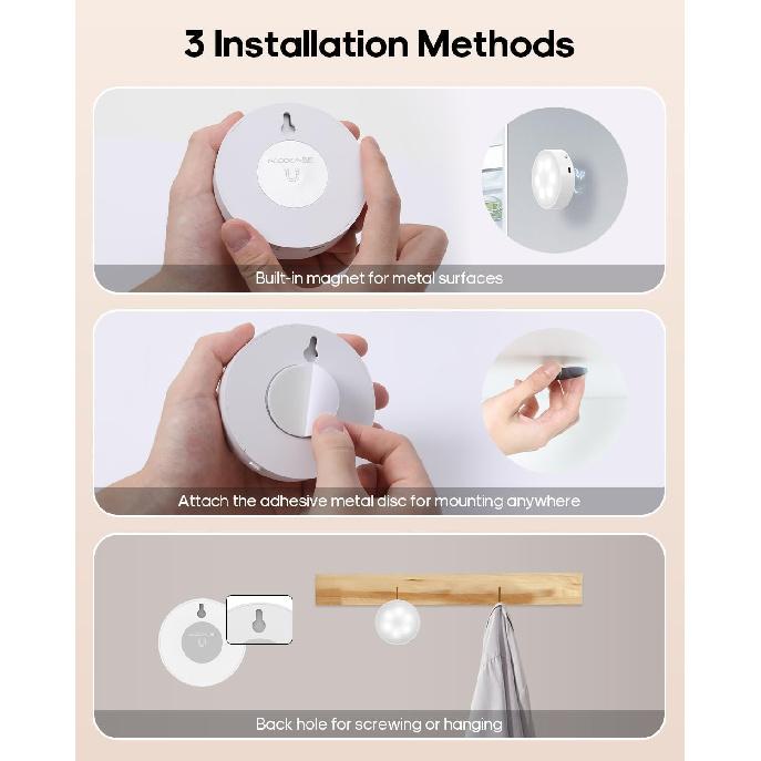 Puck Lights with Remote, Rechargeable White&13 RGB Colors Tap Lights, 6Pack | Under Cabinet Lights with Dimmer and Timer, LED Stick on Lights for