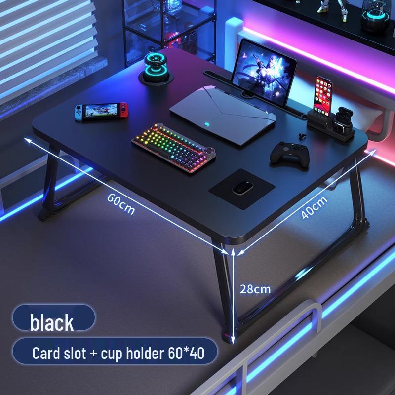 Compact Foldable Bedside Laptop Desk for Dorms - E-Sports Style Carbon Fiber Study Table