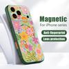 Retro Floral Pattern Case For iPhone 17 Pro Max Magnetic For Magsafe Hybrid Slim Matte Cover For iPhone 16 15 14 13 Pro Max