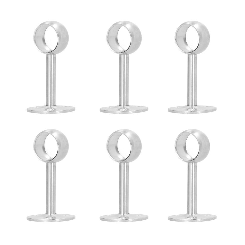 6Pcs Flanged Socket Stainless Steel Curtain Rod Brackets Wardrobe Pole Holder Hardware Fitting(22 AllPass )