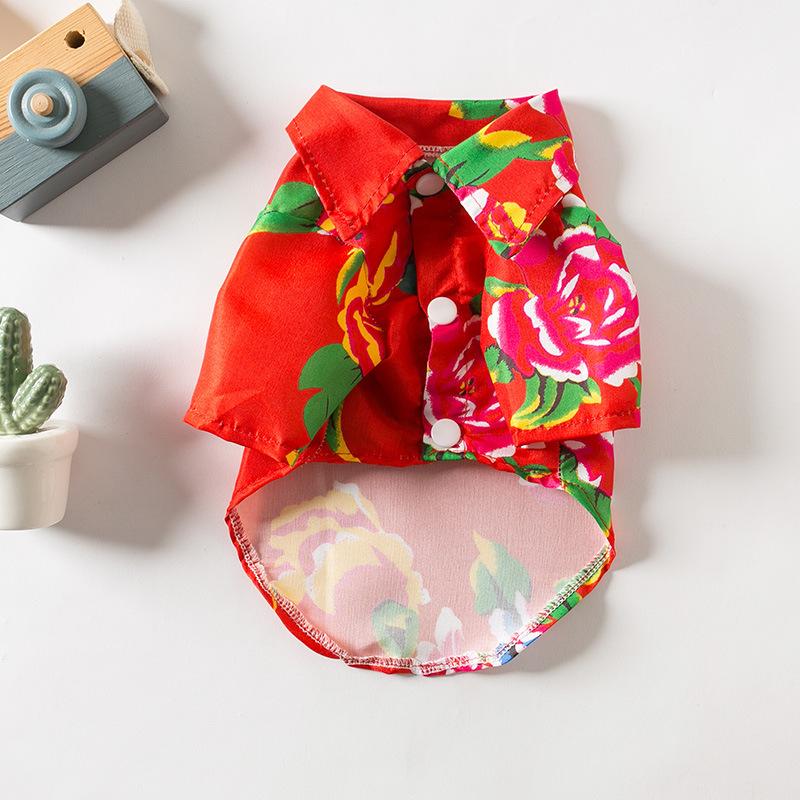 Summer Lightweight Pet Clothes Dog Shirt and Cat Hawaiian Beach Shirt for Teddy and Poodle, Stylish Breathable Pet Apparel