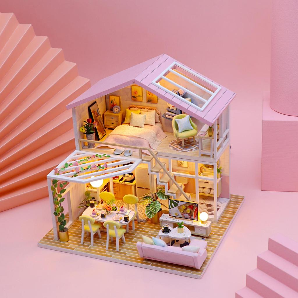 Handmade DIY Mini Cabin Puzzle Dollhouse - Educational Birthday Gift Toy