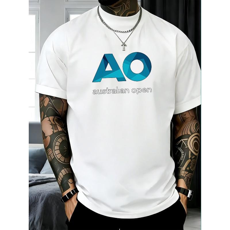 

European Size Trendy Sports Style T-Shirt • Tennis Competition Lettering • Skin-Friendly Soft • Casual Commuting Top S белый