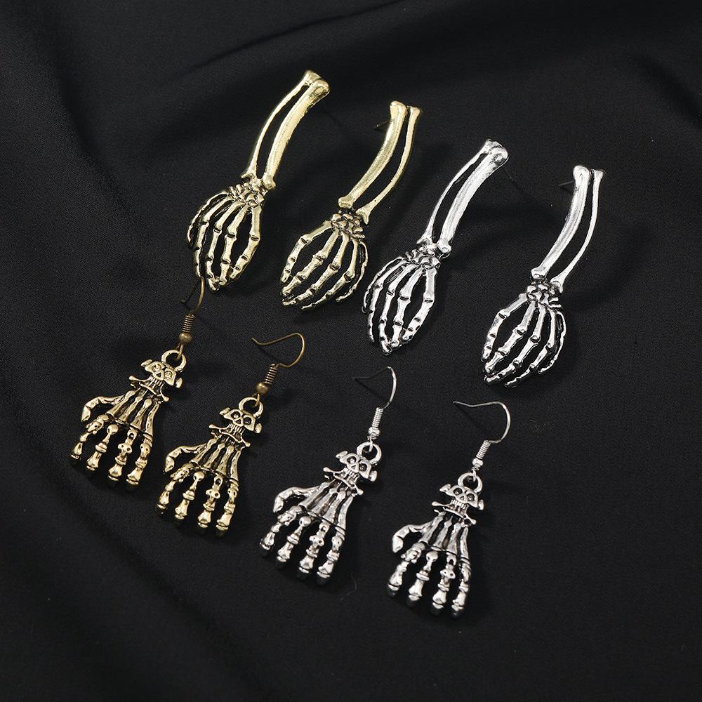 Halloween Fashion Personality Skull Hand Bone Claw Earrings Women, Halloween Ornaments