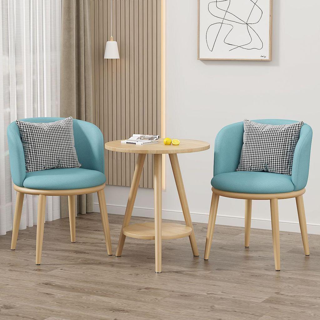 Light Luxury Balcony Tea Table & Chairs Set: Modern 3-Piece for Hotel or Bedroom - Includes One Table & Two Chairs