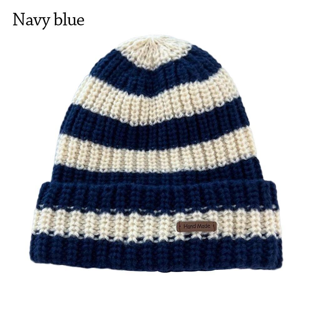 Stripe Winter Hats Thickened Knitted Hat Casual Beanie Caps  for Men Women