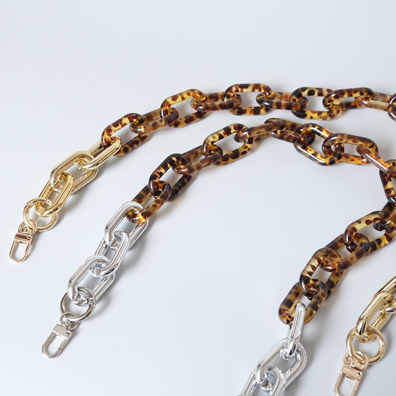 New Fashion Woman Bag Accessory Detachable Part Replacement Chain Leopard Gold Silver Acrylic Strap Women Shoulder Handle Chain