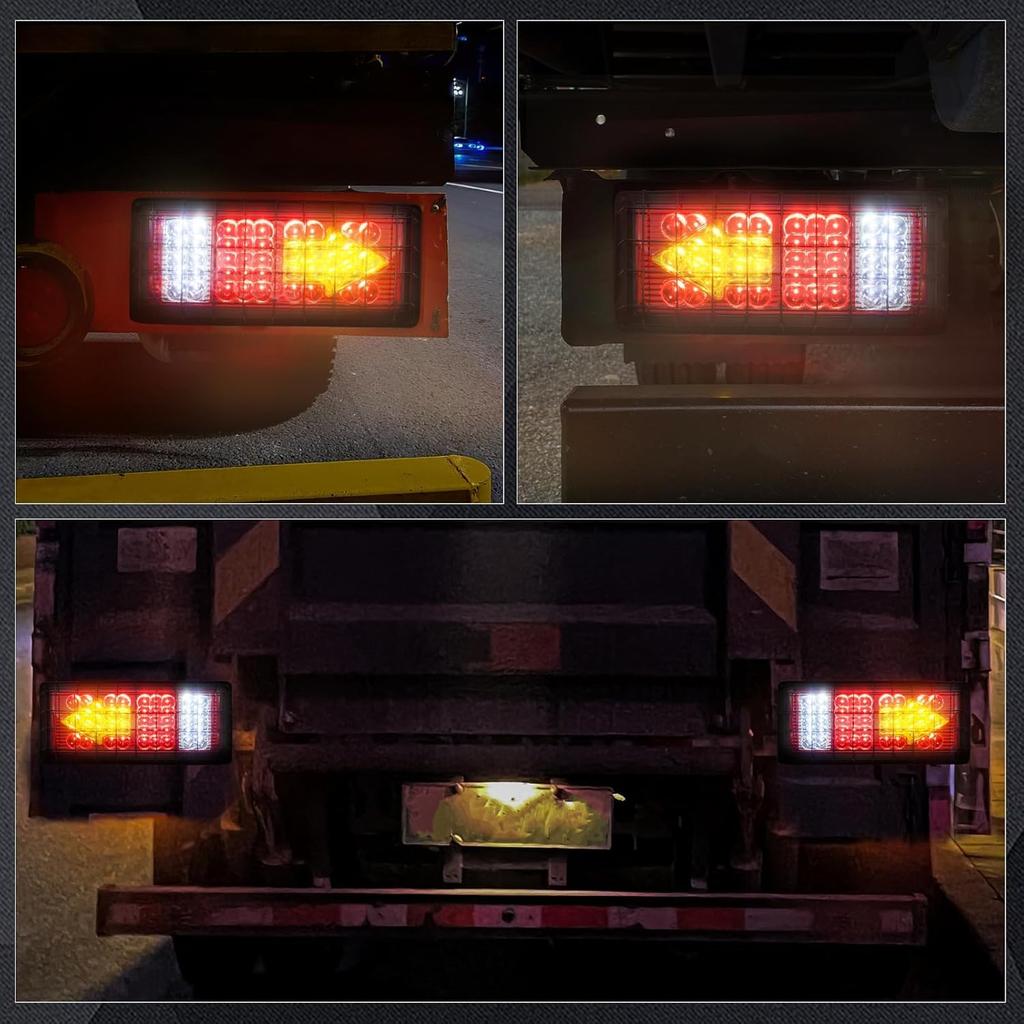5-Function LED Truck Tail Lights with Turn Signals, Reverse, Running Lights, and Brake Stop Lights for Trailers, Tractors, and Pickups