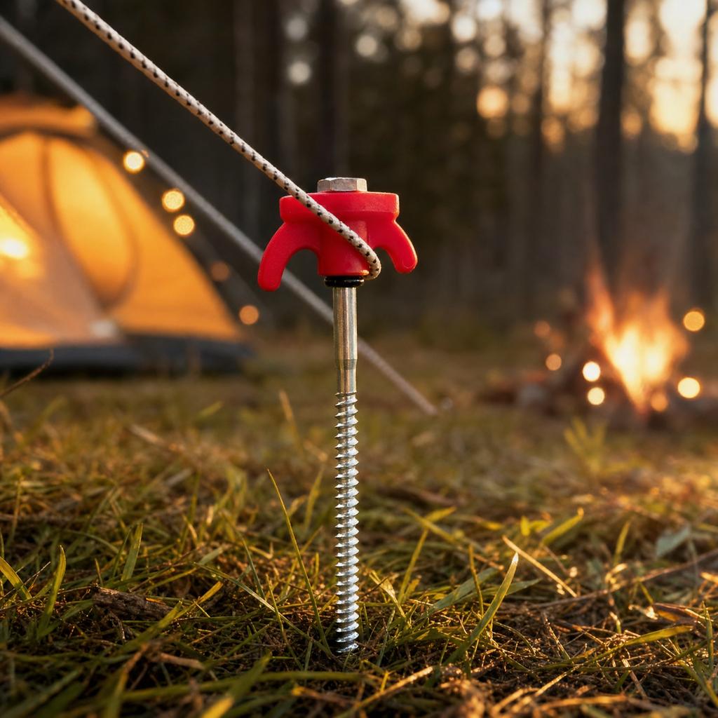 Heavy Duty Outdoor Camping Tent Pegs Ground Stakes with T Handle and Hex Head Screws for Secure Tent Anchoring and Easy Installation