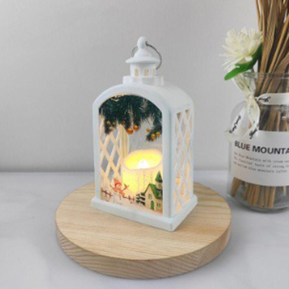 

Arch Christmas Wind Lamp Santa Electronic Candle Lantern Christmas Hanging lamp Desktop Ornaments белый