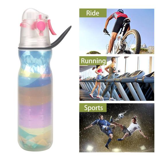 Butelka z rozpylaczem 590 ml, 3 warstwy, izolowana, duża pojemność, bez BPA, przenośna, szczelna, męska, damska, podróżna, do siłowni, do ćwiczeń, słomka do picia