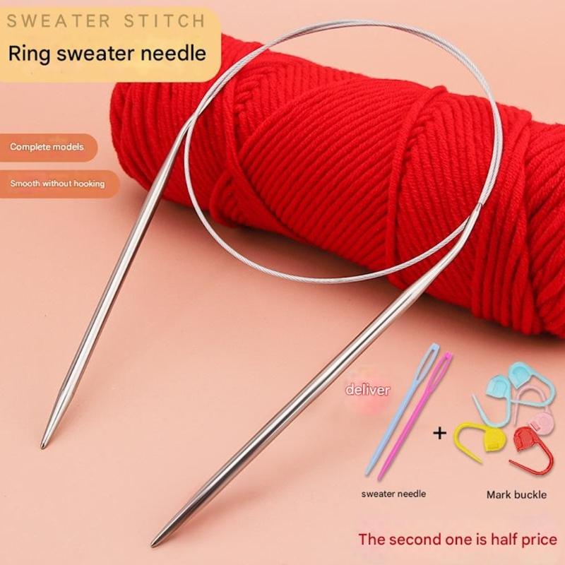 Circular Knitting Needle 100cm Length With Random Color Stitching Markers Ideal For Sweaters And Shawls