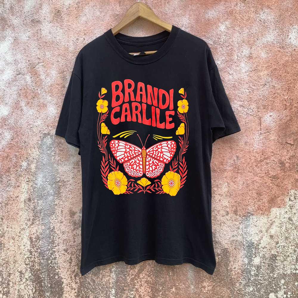Brandi Carlile Concert Butterfly Black Cotton T Shirt Full Size S-5XL XXXL