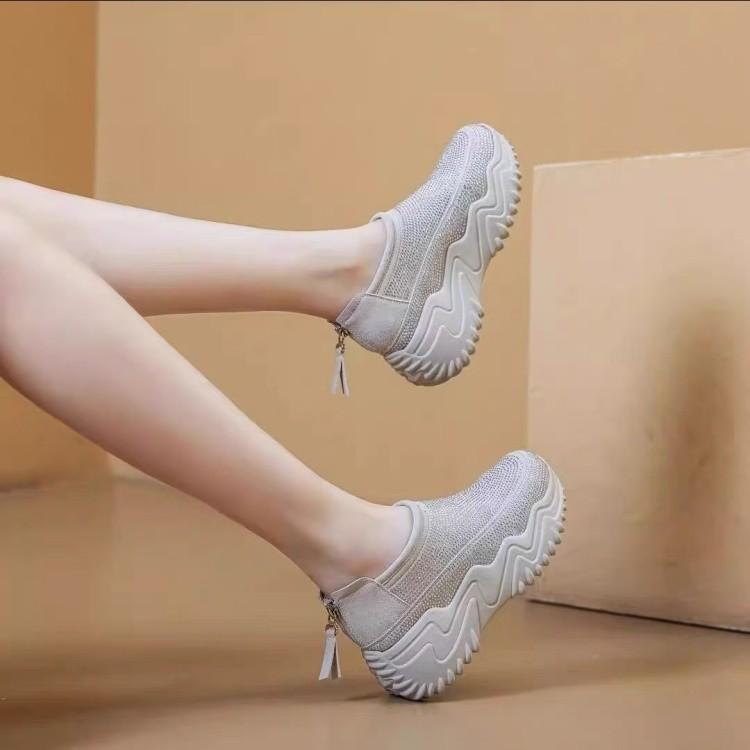Small White Shoes for Women In Spring and Autumn New Versatile Hollow Breathable Sports Shoes for Small Heightened Daddy Shoes