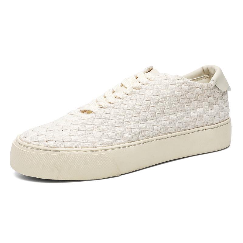 Men's 2025 Woven Thick-Soled White Canvas Shoes - Trendy, Versatile, High-End X299