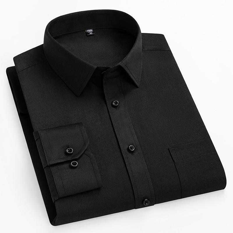 Double Collor Full Shirts for Men Plus Size Slim Fit Formal Plain Shirt Over Size Office Clothes Solid Long-sleeve Business Tops