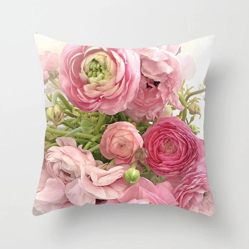 Flower Pattern Decorative Sofa Cushion Cover Pillow Pillowcase Throw Pillows Home Decor Pillowcove Pink 40x40cm 50x50 45x45