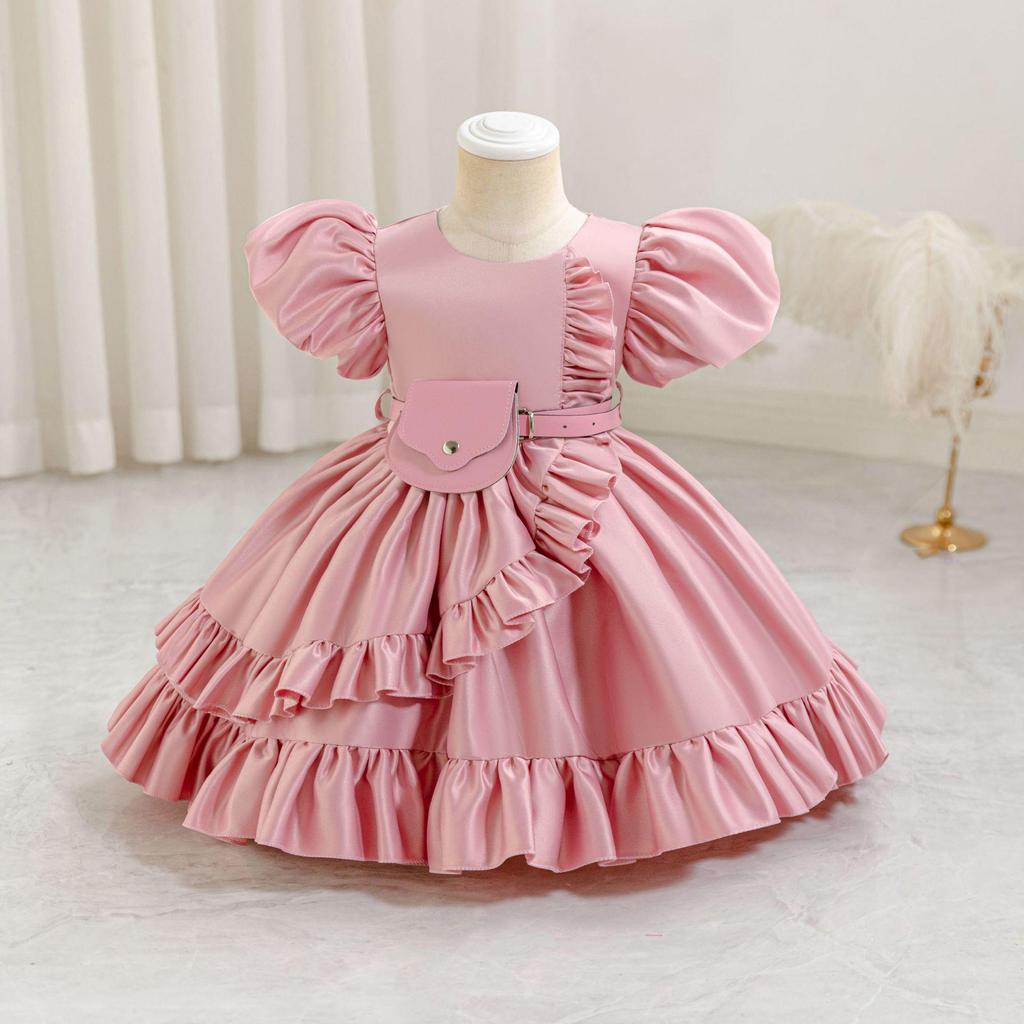 Stylish Princess Dress for Girls - Christmas & Birthday Satin Gown