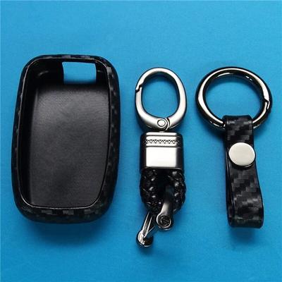 Copertura chiave dell'automobile del silicone in fibra di carbonio per Hyundai Elantra Sonata Kia Forte Equus Genesis Veloster Optima Soul Smart Portachiavi Anello catena