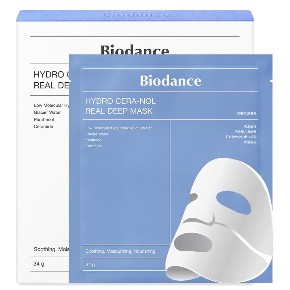 Masque Seranol Masque Hydrogel Effet Apaisant Hydratant Réduit les rougeurs peau Cosmétiques coréens [BioDance] (4 feuilles) Sec/sensible